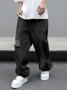 Manfinity EMRG Men's Simple Front Button Pockets Denim Jeans, Casual Everyday Wear - Black - View 7