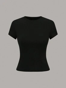 INAWLY Plus Size Women Striped Print Round Neck Short Sleeve Casual T-Shirt
