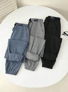 SHEIN Leap Crew 3pcs Teenboy's Loose Casual Woven Net Color Leg Binding Pants Three Pieces Set, Multi Colored Multi Piece Set, Buy One And Get Two Free, Three Pieces Suitable For Spring, Summer, Autumn, Winter Seasons - Multicolor - View 7