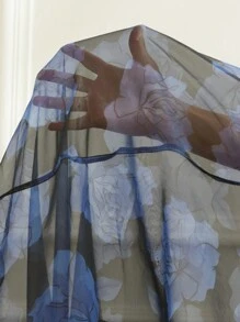 Aveloria Rosie Abito elegante da donna in organza con maniche lunghe senza maniche, stampa floreale, orlo a tulipano, adatto per cocktail festa, vacanze, compleanni, occasioni speciali