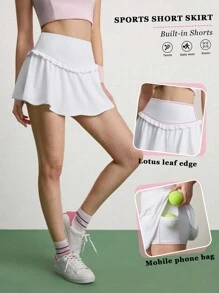 CourtClass Women's Ruffled Trim Sports Skirt, Spring/Summertennis Skirt - White - View 2