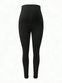 SHEIN 3pcs/Set Maternity Solid Color Adjustable Waist Leggings, Autumn/Winter Maternity Pants