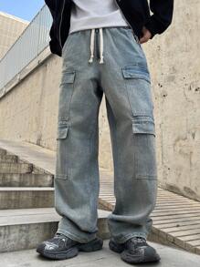 Manfinity EMRG Men's Simple Fashionable Casual Everyday Denim Jeans - Blue - View 8