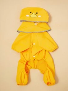 PETSIN 1 件宠物雨衣，鸭子设计，带可拆卸兜帽，防水四腿全身狗雨衣