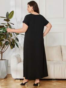 Lacomfia Plus Size Simple Fashion Casual Daily Dress
