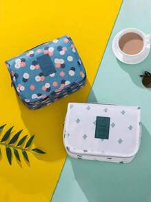 1 pieza Bolsa de aseo de viaje impermeable y grande con gancho (varios colores disponibles), bolso plegable, organizador de maquillaje de gran capacidad para maquillaje, cosméticos, afeitadoras y artículos de cuidado personal como lápiz labial, pinceles, cuidado de la piel, teléfono móvil, monedas, artículos pequeños, para el hogar, regalo, vacaciones, uso multifuncional, estilo bohemio