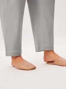 LUVLETTE Women's Plus-Size Grey Soft 100% Pure Cotton Basic Button-Up Top & Pants Loungewear Pajama Set Pants With Pockets Lounge Sets For Women,Spring And Summer - Light Grey - View 8