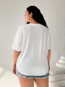 SHEIN EZwear 3pcs/Set Assorted Color Round Neck Short Sleeve Plus Size T-Shirts,Oversized Tops,Spring Summer Clothes - Multicolor - View 2