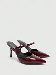 CUCCOO BIZCHIC Zapatos de taco alto de tacón de aguja de punta afilada en recubierto burdeos para mujer, apropiados para ir al trabajo, citas, fiestas, bodas y vacaciones
