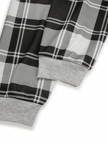 Sudadera casual de cuello redondo de manga larga a cuadros para hombre