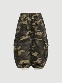 SHEIN Baby Jungen Straßen-coole gewaschene Camouflage Cargo Tasche Loose Fit Jeans, lässig und vielseitig für Baby Jungen Herbst/Winter Kleidung - Verschiedenfarbig - Übersicht 2