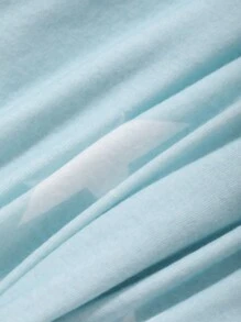 DAZY Star Pattern Round Neck Long Sleeve Top And Pants Pajama Set - Blue - View 8