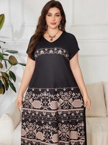 Lacomfia Plus Size Simple Fashion Casual Daily Dress
