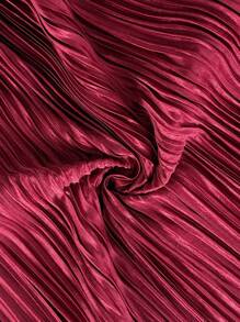 Soleia Halter Neck, Fitted, Solid Color, Pleated Mini Dress,Summer Dresses For Women - Burgundy - View 8