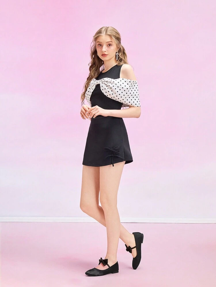 CUCCOO DOLLMOD 2025 New Black Satin Pointy Toe Ballerina Flats With Bow For Women, Summer Spring Shoes