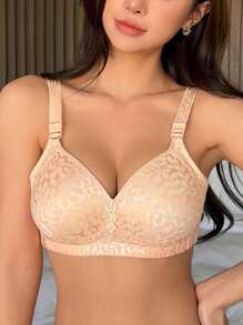 DAZY Soutien-gorge à armatures réglable avec fermeture frontale galbante et léger en jacquard pour femmes