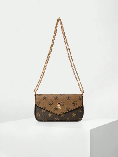 Bolso cruzado sencillo y con cadena de metal, estilo vintage