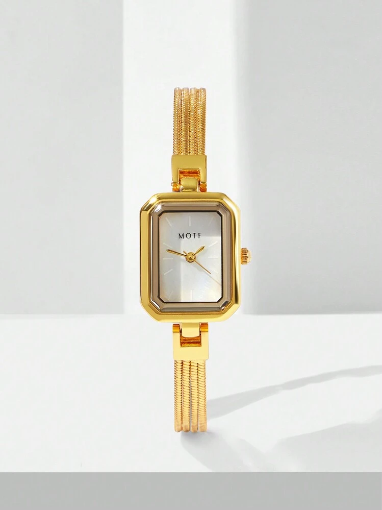 MOTF PREMIUM RELÓGIO DE QUARTZO DE FORMA QUADRADA SIMPLES E - Dourado - Visão 3