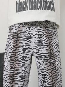 Manfinity EMRG Men's Fashion Zebra Print Straight Leg Jeans - Multicolor - View 6