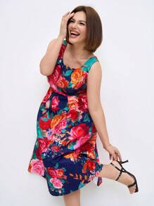 SHEIN Clasi Plus Size Casual Simple Stylish Daily Dress - Multicolor - View 1