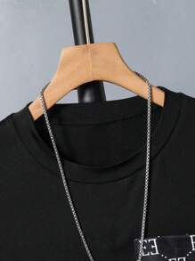 SHEIN 1 Set Tween Boy Black T-Shirt & Shorts 2 Pieces Outfit - Black - View 5