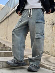 Manfinity EMRG Men's Simple Fashionable Casual Everyday Denim Jeans - Blue - View 4