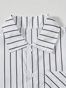 2pcs/Set Toddler Boys Casual Striped Polo Collar Short Sleeve Shirt And Denim Jeans Outfit, Spring/Summer - Multicolor - View 4