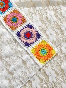 SHEIN MOD Crochet Lace Patchwork Open Front Sheer Cover Up, Casual & Fashionable For Daily Wear, For Summer Beach Vacation