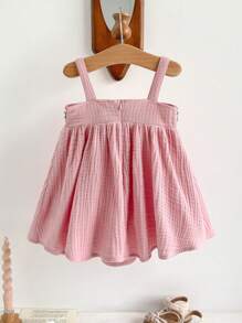 Cozy Pixies 钩编饰边细肩带束腰女婴连衣裙 - 粉色 - 查看 9