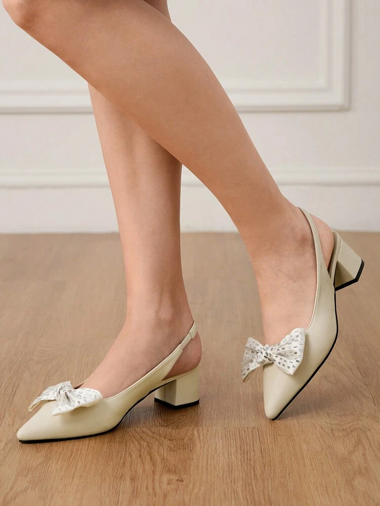 CUCCOO HITCHD Women's Bow-Decor Elegant High Heel Wedding Party Shoes Spring Shoes Spring Break Easter Prom Heels