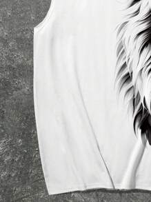 Manfinity LEGND Plus Size Men's Casual Lion Print Tank Top - White - View 3