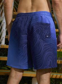 Manfinity Men's Casual Ombre Drawstring Waist 2 In 1 Beach Shorts - Multicolor - View 2