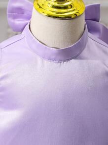 SHEIN Leap Crew 年轻女孩纯色圆领无袖 A 字裙 - 紫色 - 查看 5