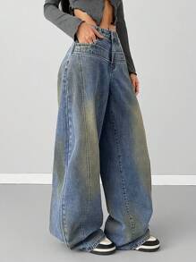 Coolane Dames Grunge Y2K Cargo Deconstructive Patchwork Jeans