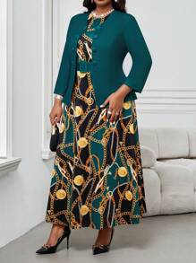 Fleurora Conjunto de 2 piezas de talla grande: chaqueta de manga larga y vestido de un solo color, casual y de moda para uso diario en primavera, verano, otoño e invierno. Vestido casual y elegante de cuello redondo, con volantes, cinturón, botones y manga larga. Conjunto de ropa profesional con falda marrón y falda amarilla