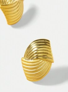 MOTF PREMIUM Pendientes con textura minimalistas de oro de 18K - Amarillo Oro - Ver 4