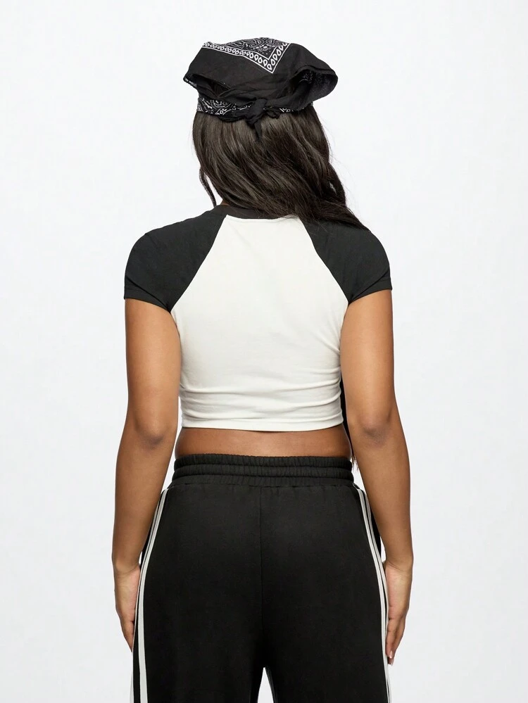 SUMWON WOMEN Camiseta esportiva curta estilo raglan retrô feminina