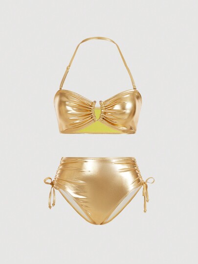 SHEIN MOD Women Solid Color Bikini Swimwear, Simple & Fashion Casual Daily Wear, Swimwear Set, Sexy, Sexy Bikini, Vacation Outfits Women, Beach Vacation, Two Pieces Swimwear For Beach Vacation