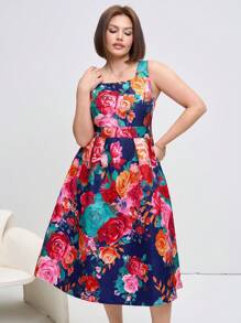 SHEIN Clasi Plus Size Casual Simple Stylish Daily Dress - Multicolor - View 7