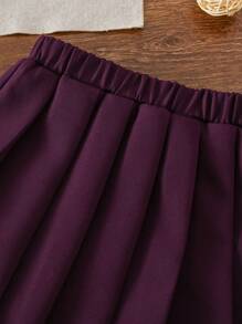 SHEIN 2 件套年轻女孩灯笼、星星、月亮印花 T 恤上衣和海军蓝百褶裙，休闲日常穿着，适合夏季斋月 - 黑色 - 查看 6