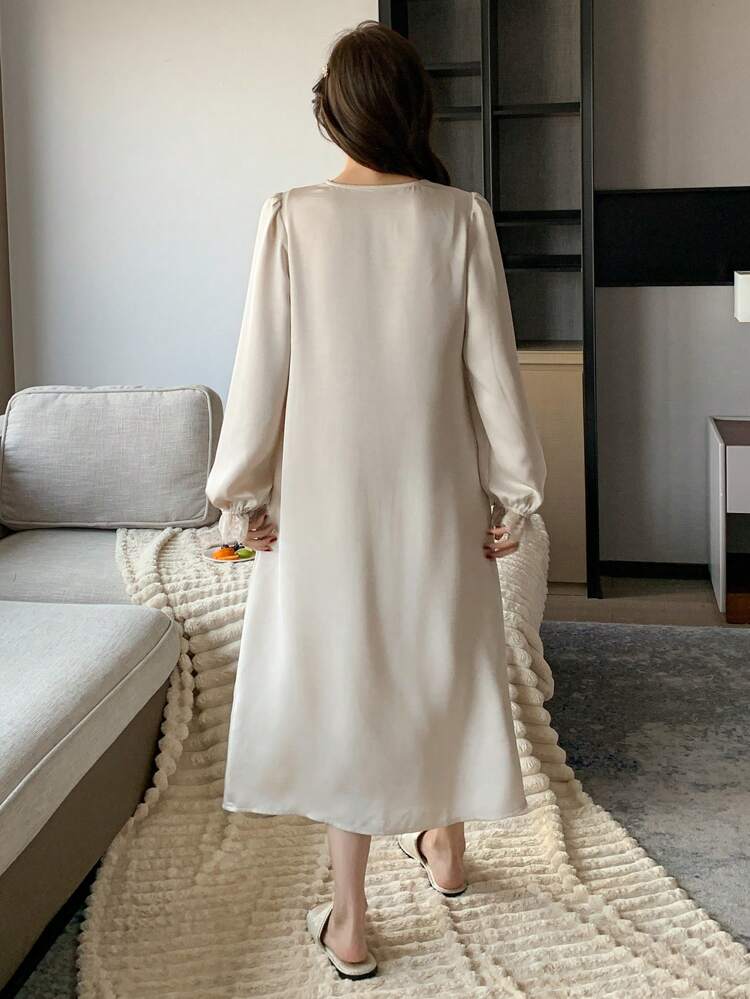 Women's Romantic Lace Patchwork Robe Pajama
