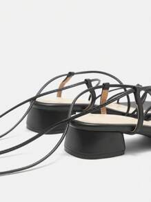 CUCCOO CURVES Wide Fit Women New Strappy Square Toe Summer Versatile Party High Heel Sandals Spring Shoes Spring Break Easter - Black - View 8