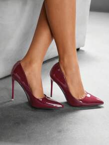 CUCCOO SZL Bombas de tacón de aguja de punta fina para mujer, tacones altos de moda color rojo