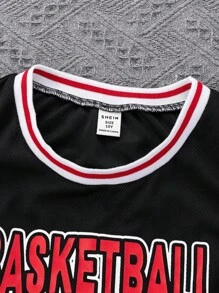 SHEIN Leap Crew 4pcs Tween Boys' Casual Versatile Number Print Rib Collar Sleeveless Loose Knit Tank Top And Shorts 2 Pieces Set, 2 Designs X 1 Set - Multicolor - View 3