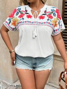 Breezaya Plus Size Women Casual Floral Print Shirt For Vacation