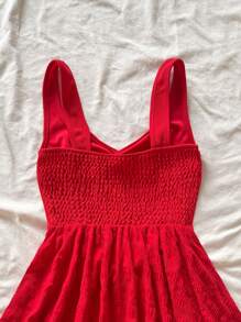 Soleia 浪漫露肩分层迷你连衣裙，适合节日、圣诞节、情人节、约会 - 红色套装 - 紅色 - 查看 7