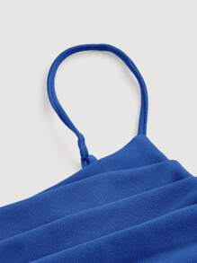 SHEIN MOD Solid Ruched Cami Royal Blue Corset Structure Summer Blue Dress - Royal Blue - View 3