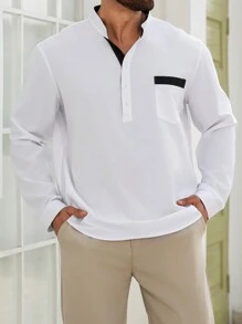 Manfinity Homme Plus Size Plain Color Casual & Fashionable Shirt For Daily Wear - White - View 5
