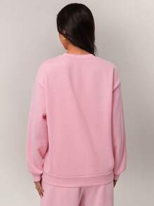 Forever 21 Women's Solid Color Drop Shoulder Long Sleeve Casual Sweatshirt