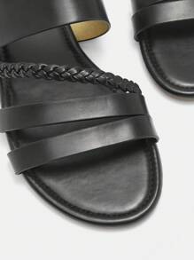 CUCCOO CURVES Sandalias bohemias de playa con tiras trenzadas anchas y cómodas, en color negro, adecuadas para la playa, uso diario y vacaciones - Negro - Ver 6